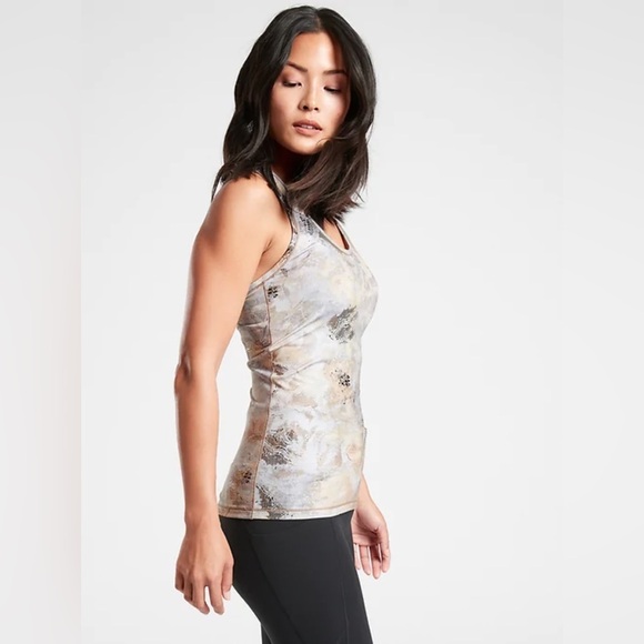 Athleta Gold Marble Print Shanti Gilded Racerback Tank Size Small - Picture 2 of 9